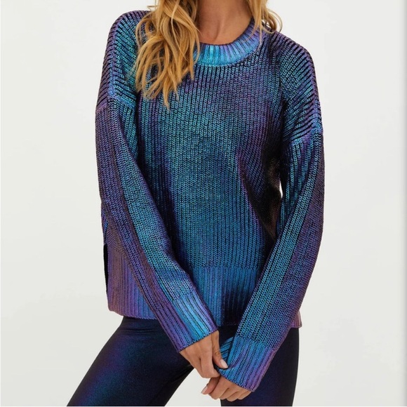 Beach Riot Sweaters - Beach Riot Callie Galaxy Shine Metallic Sweater Size Large NWT